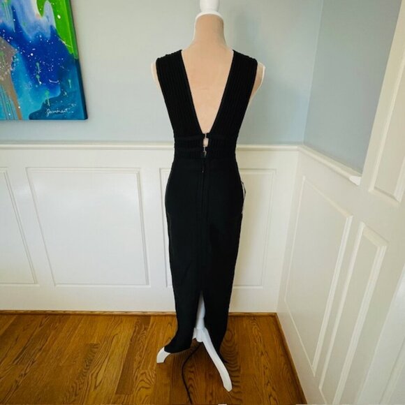 Bebe NWT Caged Cut Out Maxi Gown Plunge Neck Black Sexy Club Party Dress Small - Picture 6 of 11